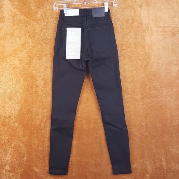 EVERLANE Womens Jeans Size 23 Black Wash CURVY HIGH RISE SKINNY Stretch Denim - Picture 5 of 13